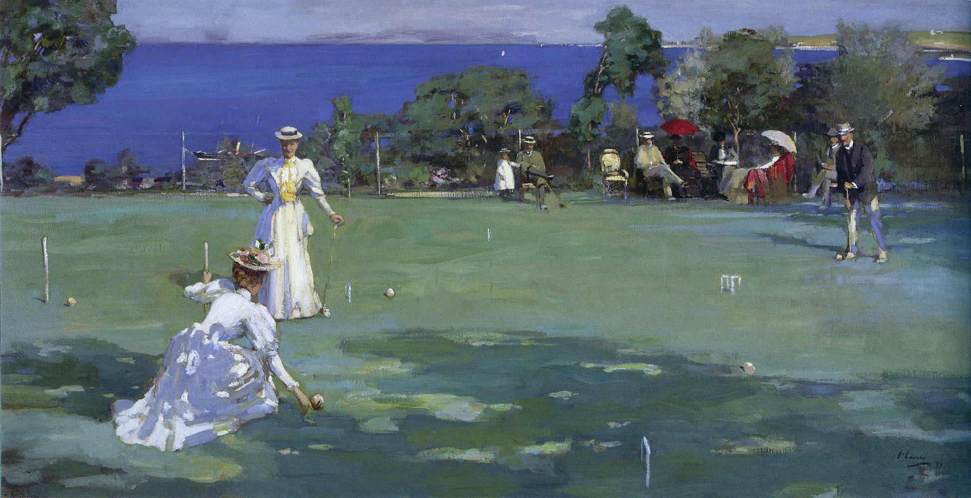 The Croquet Party, vintage artwork by Sir John Lavery, R.A., 12x8" (A4) Poster