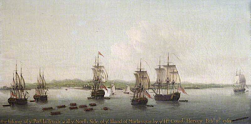 The Capture of Martinique, 11 February 1762, vintage artwork by Dominic Serres, 12x8" (A4) Poster