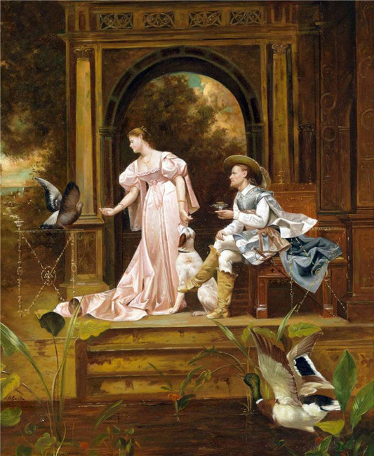 Constance and d'Artagnan, vintage artwork by Paul Alphonse Viry, 12x8" (A4) Poster