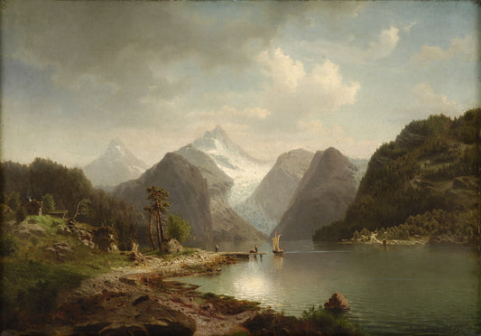 Alpine Lake, vintage artwork by Morten Muller, 12x8" (A4) Poster