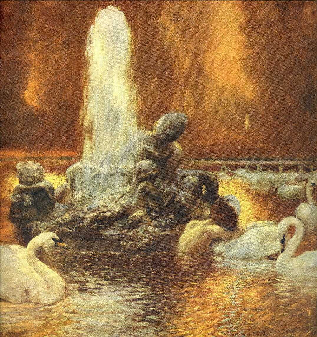 Le Lac des Cygnes, vintage artwork by Gaston La Touche, 12x8" (A4) Poster