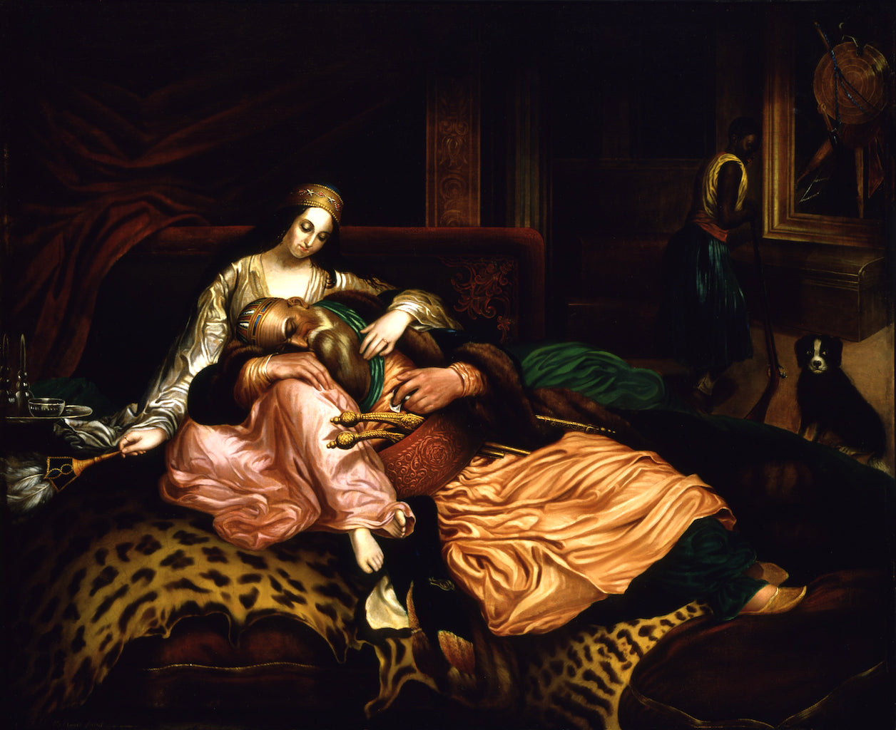 Interior Scene with Sultan and Concubine, vintage artwork by Thomas Buchanan Read, A3 (16x12") Poster Print