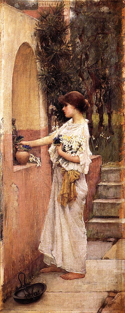 A Roman Offering, vintage artwork by John William Waterhouse, 12x8" (A4) Poster