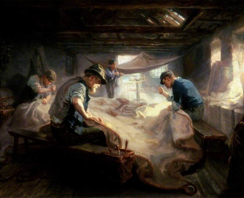 The Sail Loft, vintage artwork by Ralph Hedley, 12x8" (A4) Poster