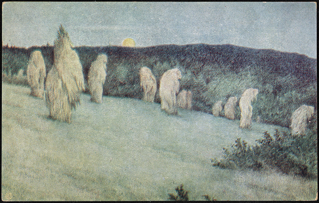 Grain Field in Moonlight, vintage artwork by Theodor Severin Kittelsen, 12x8" (A4) Poster