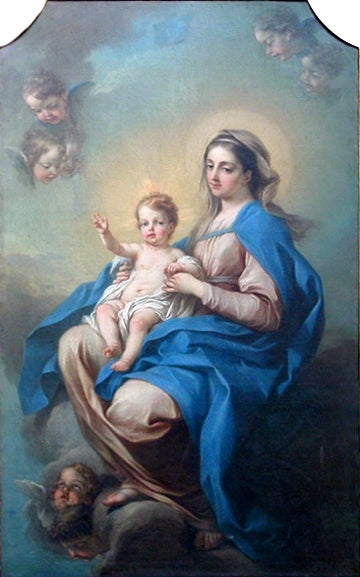 The Blue Virgin, vintage artwork by Carle van Loo, 12x8" (A4) Poster