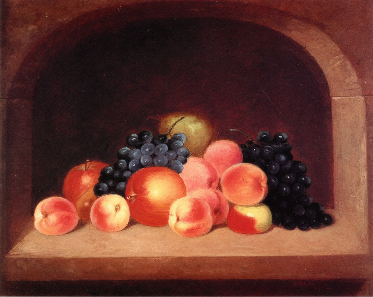 Still Life in Stone Alcove, vintage artwork by George Henry Durrie, A3 (16x12") Poster Print