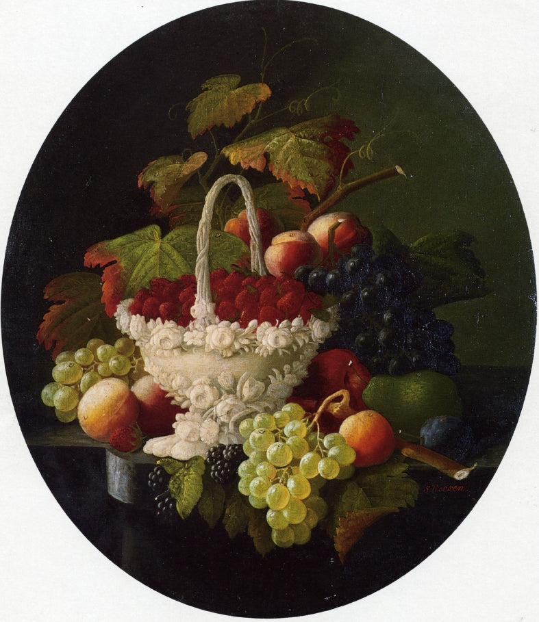 Still Life with Basket of Strawberries, vintage artwork by Severin Roesen, A3 (16x12") Poster Print