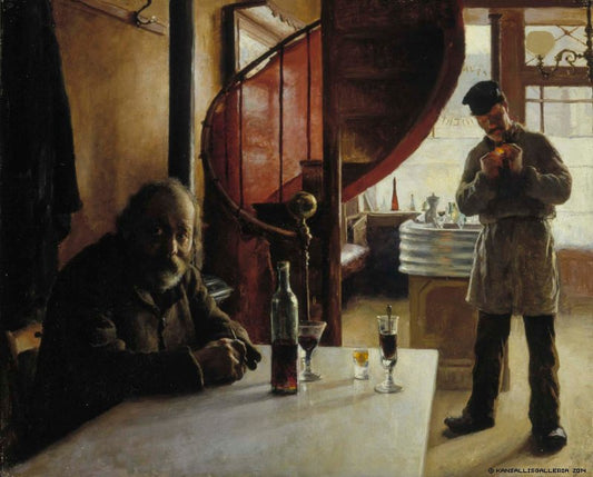 Le Franc, Wine Merchant, Boulevard de Clichy, Paris, vintage artwork by Eero Järnefelt, 12x8" (A4) Poster