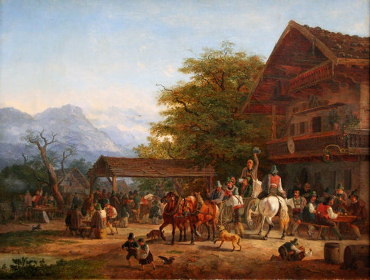 Tyrolean Fair, vintage artwork by Heinrich Bürkel, A3 (16x12") Poster Print