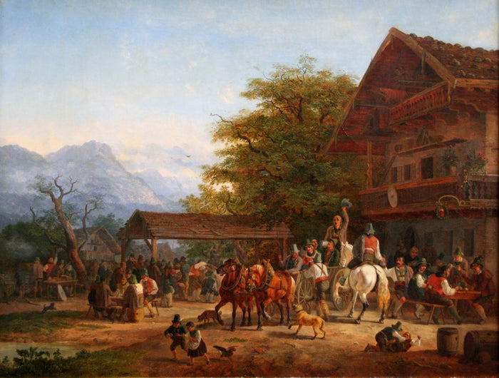 Tyrolean Fair, vintage artwork by Heinrich Bürkel, A3 (16x12