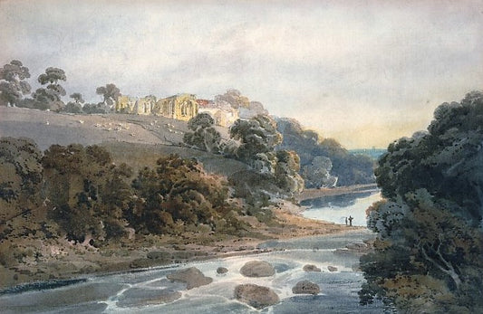 Egglestone Abbey, Yorkshire, vintage artwork by Thomas Girtin, 12x8" (A4) Poster
