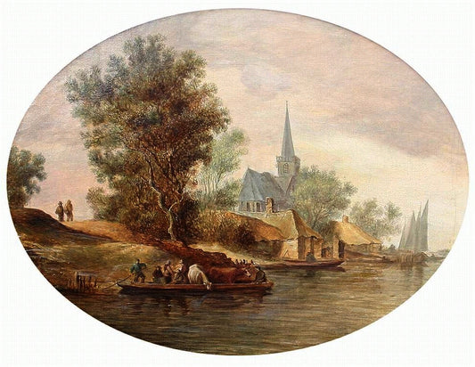 Ferry, vintage artwork by Jan van Goyen, 12x8" (A4) Poster