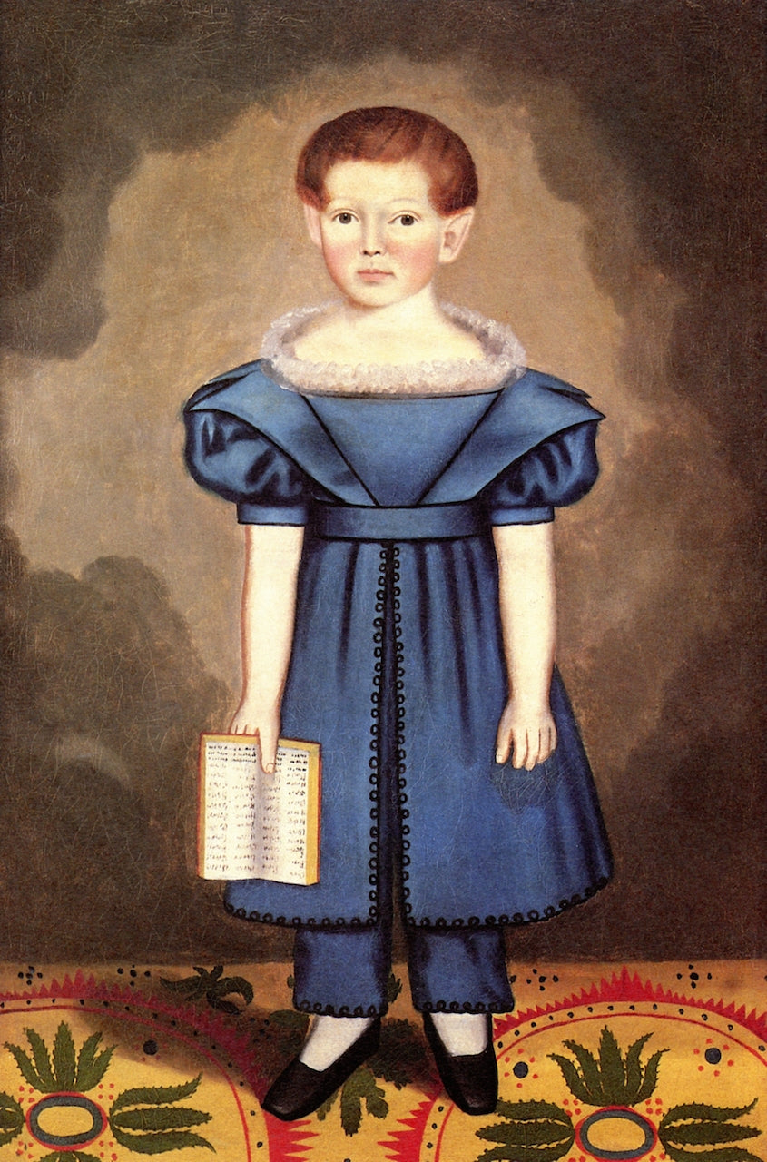 Boy on Stenciled Carpet, vintage artwork by Erastus Salisbury Field, A3 (16x12") Poster Print