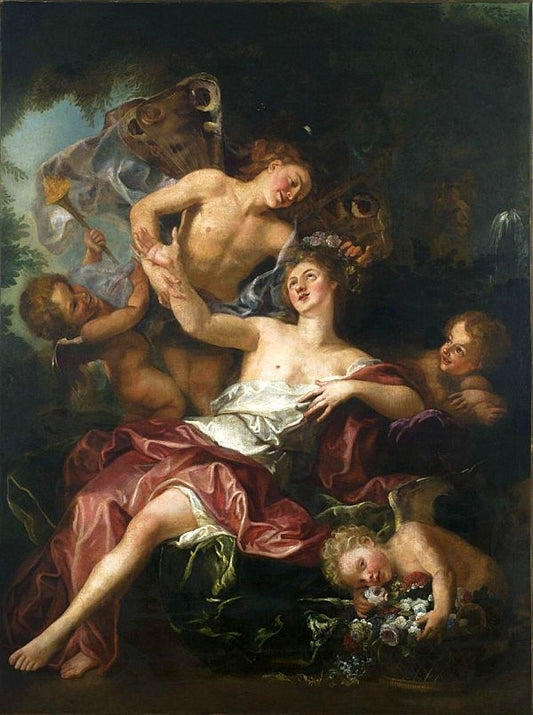 Zephyr and Flora (Marly version), vintage artwork by Antoine Coypel II, 12x8" (A4) Poster