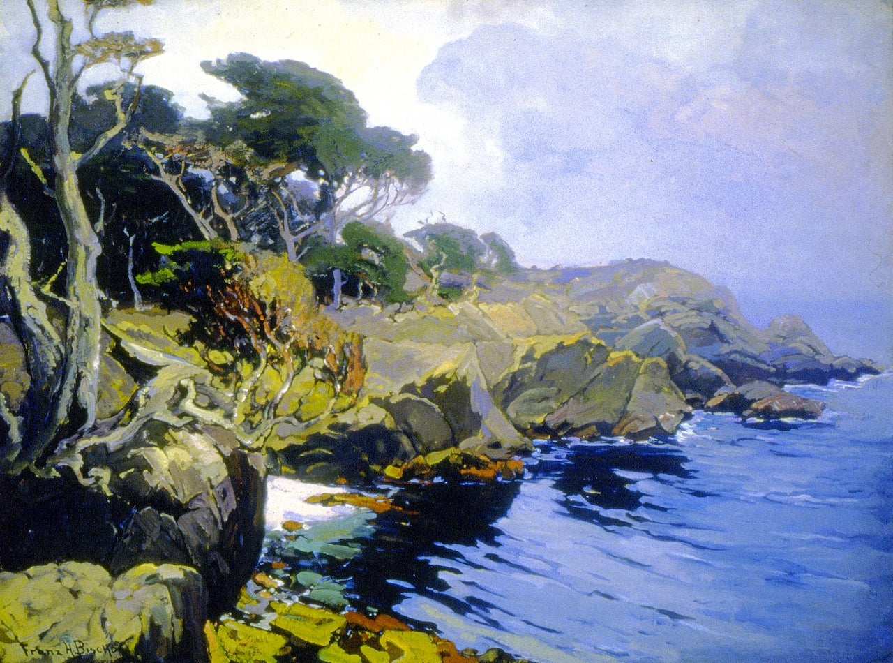 Mist-Veiled Days, Monterey, vintage artwork by Franz Bischoff, 12x8" (A4) Poster