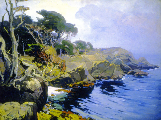 Mist-Veiled Days, Monterey, vintage artwork by Franz Bischoff, 12x8" (A4) Poster