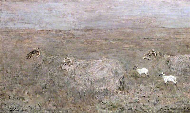 Hill Ewes, vintage artwork by Sir George Pirie, 12x8" (A4) Poster