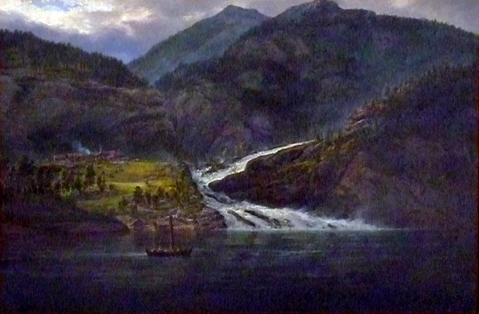 View od Tyssefoss in Bolstadfjord, vintage artwork by Johan Christian Claussen Dahl, A3 (16x12") Poster Print