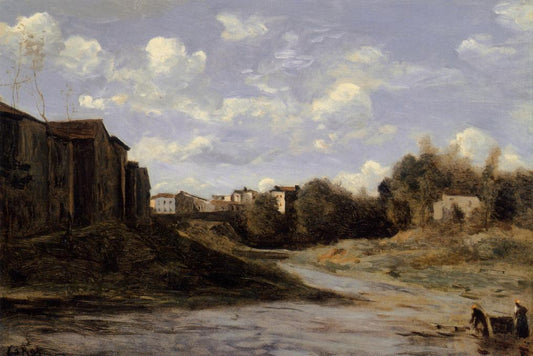 The Banks of the Midouze, Mont-de-Marsan, as Seen from the Pont du Commerce, vintage artwork by Jean-Baptiste-Camille Corot, A3 (16x12") Poster Print