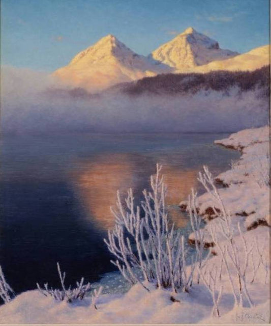 Mountainous Lake Scene, vintage artwork by Ivan Fedorovich Choultse, 12x8" (A4) Poster