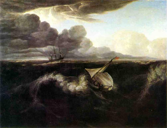 The Rising of a Thunderstorm at Sea, vintage artwork by Washington Allston, 12x8" (A4) Poster