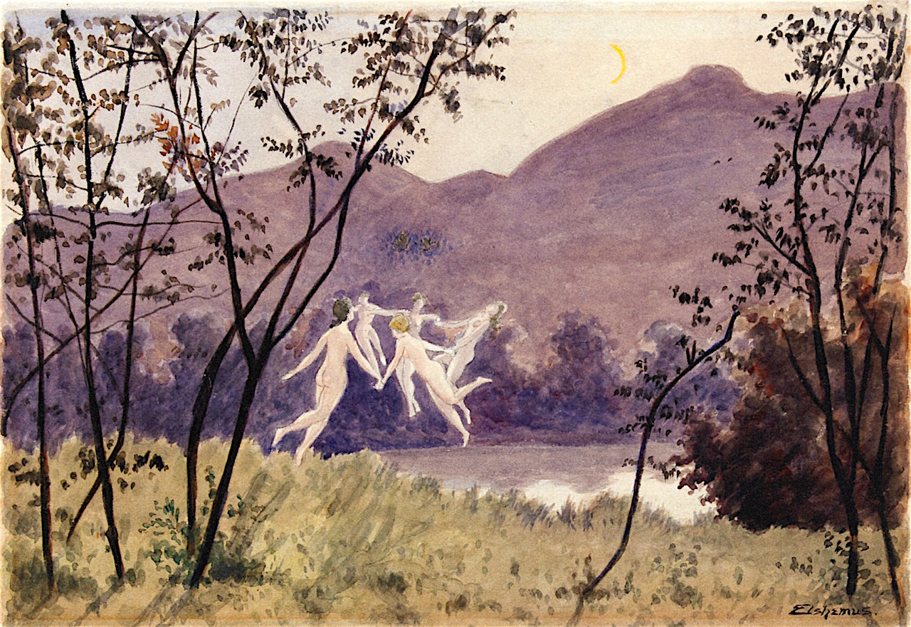 Dance of the Sylphs, vintage artwork by Louis M. Eilshemius, 12x8" (A4) Poster