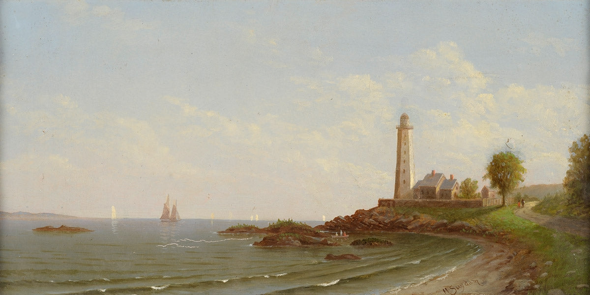 Lighthouse at the entrance of Thames River, vintage artwork by Henry Suydam, A3 (16x12") Poster Print
