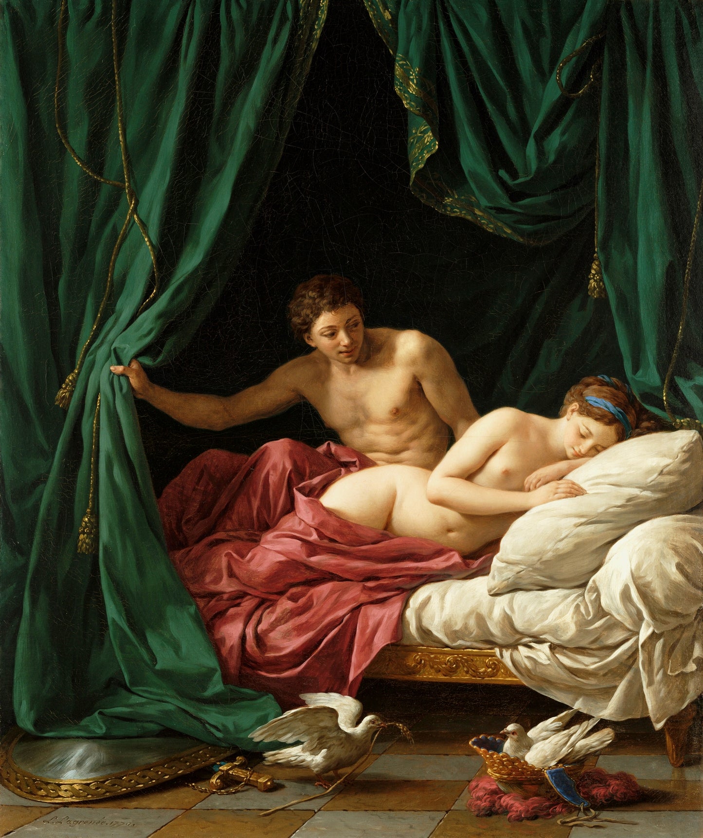 Mars & Venus, ''Allegory of Peace'', vintage artwork by Louis Jean François Lagrenee, 12x8" (A4) Poster