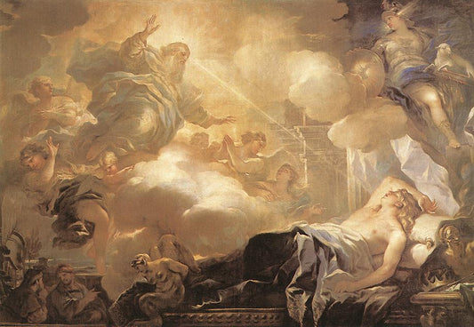 The Dream of Solomon, vintage artwork by Luca Giordano, 12x8" (A4) Poster