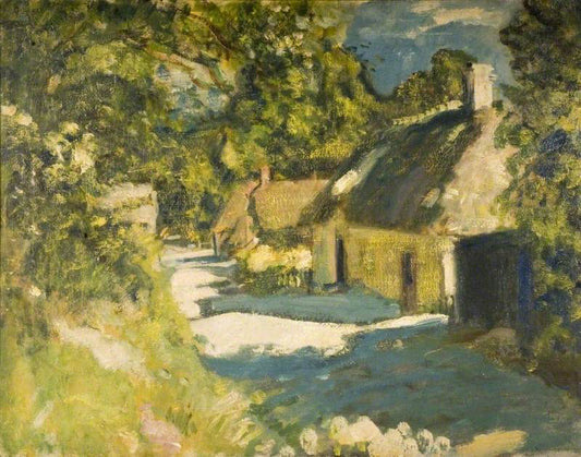 Cottages at Aldbourne, vintage artwork by Ambrose McEvoy, 12x8" (A4) Poster