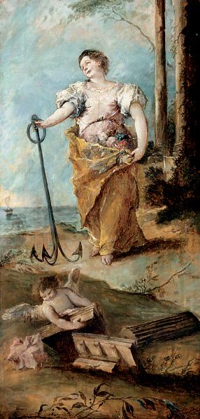 Allegorical Figure of Hope, vintage artwork by Francesco Guardi, 12x8" (A4) Poster