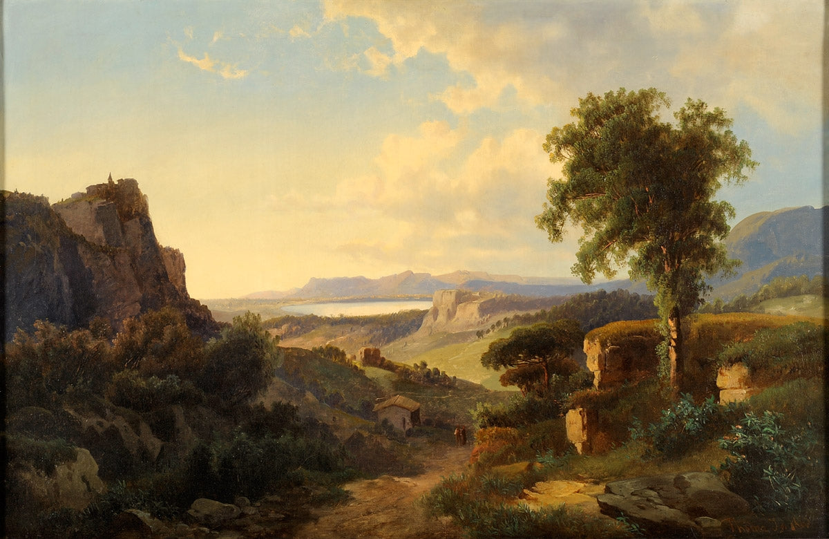 Mediterranean landscape, vintage artwork by Josef Thoma, 12x8" (A4) Poster