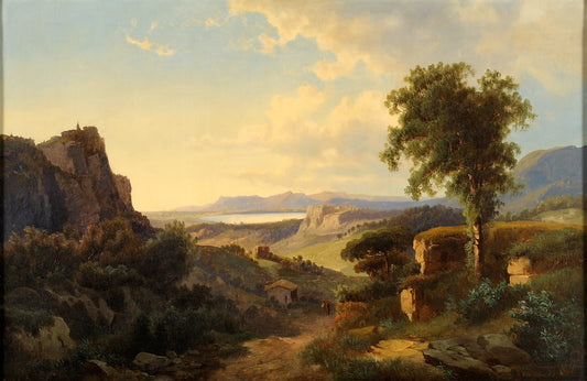 Mediterranean landscape, vintage artwork by Josef Thoma, 12x8" (A4) Poster