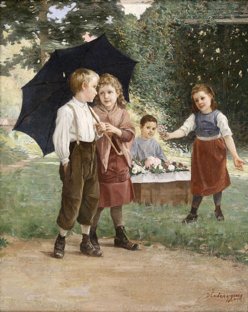 A Rose For Your Sweetheart, vintage artwork by Charles-Bertrand d'Entraygues, 12x8" (A4) Poster