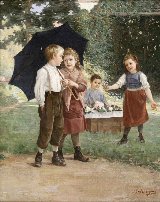 A Rose For Your Sweetheart, vintage artwork by Charles-Bertrand d'Entraygues, 12x8" (A4) Poster