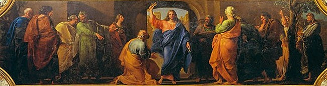 Christ Delivering the Keys to St Peter, vintage artwork by Pompeo Batoni, 12x8" (A4) Poster
