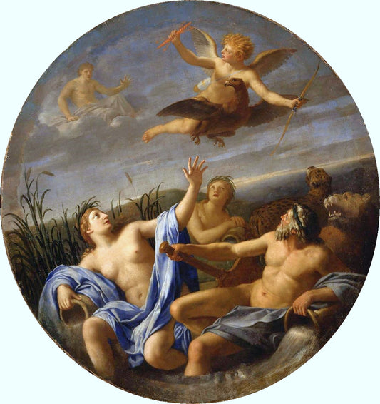 Life of Cupid - Cupid Stealing the Thunder of Jupiter, vintage artwork by Eustache Le Sueur, 12x8" (A4) Poster