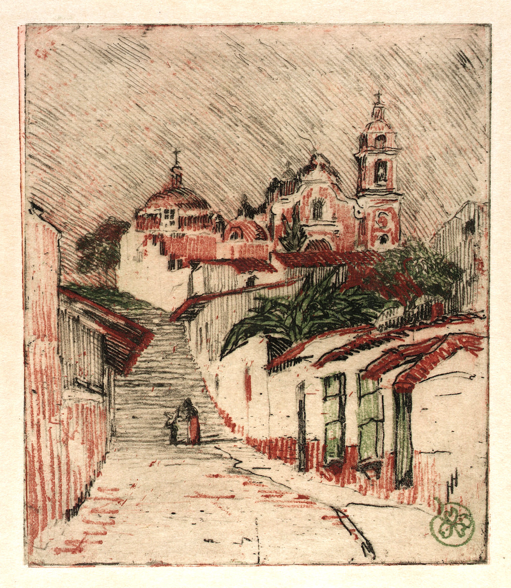 Church at Cuernavaca, Mexico by Helen Hyde,A3(16x12")Poster