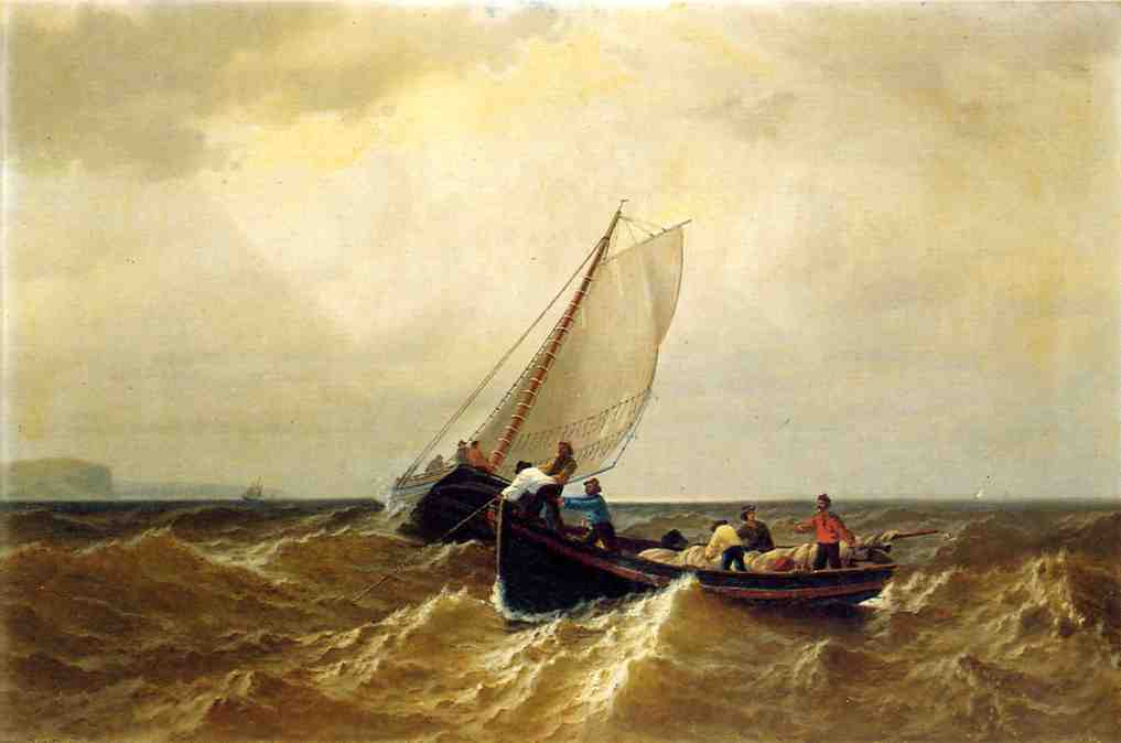 Fishing Boat in the Bay of Fundy, vintage artwork by William Bradford, 12x8" (A4) Poster