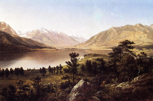 Upper Twin Lakes in the Colorado Rockies, vintage artwork by David Johnson, 12x8" (A4) Poster