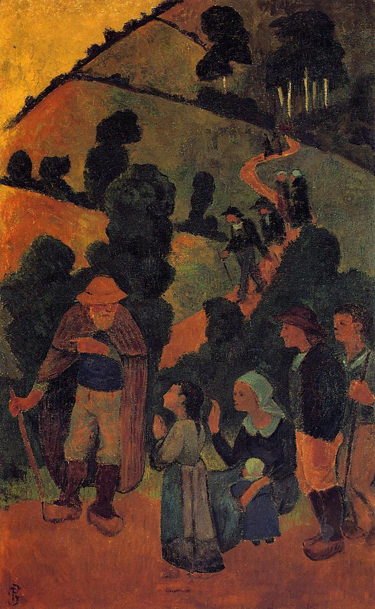 Bretons on a Path, vintage artwork by Paul Serusier, 12x8" (A4) Poster