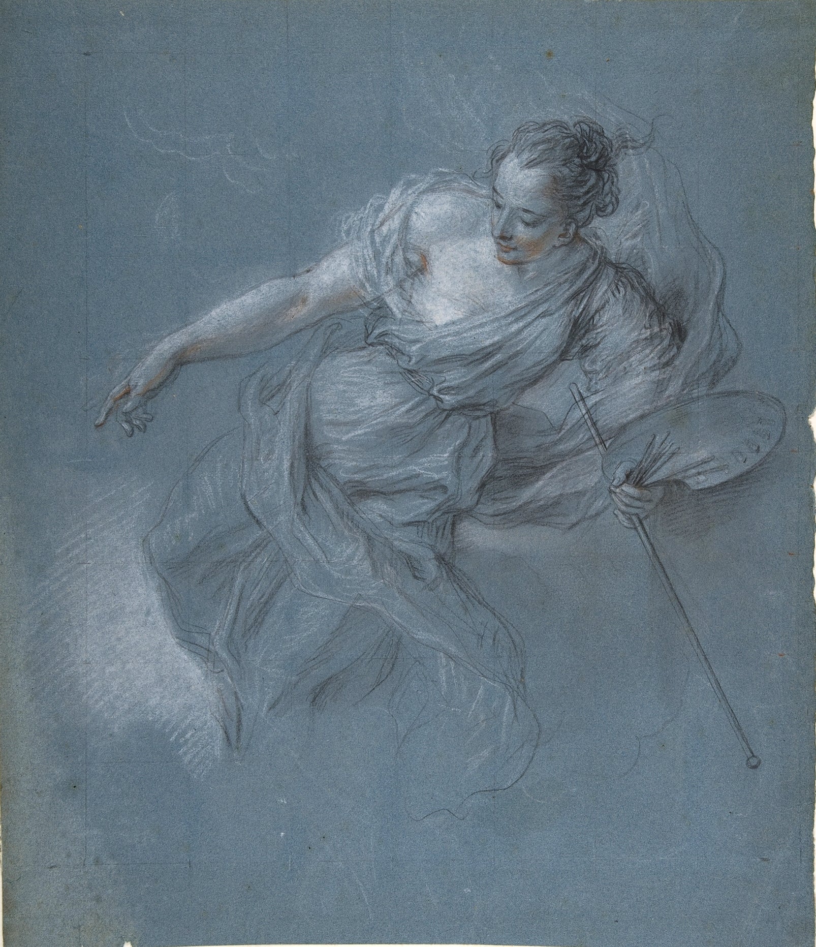 Allegorical Figure of Painting, vintage artwork by Charles-Antoine Coypel IV, 12x8" (A4) Poster