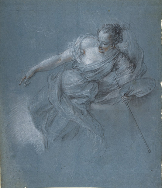 Allegorical Figure of Painting, vintage artwork by Charles-Antoine Coypel IV, 12x8" (A4) Poster