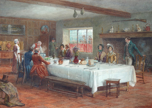 A meal stop at a coaching inn, vintage artwork by George Goodwin Kilburne, 12x8" (A4) Poster