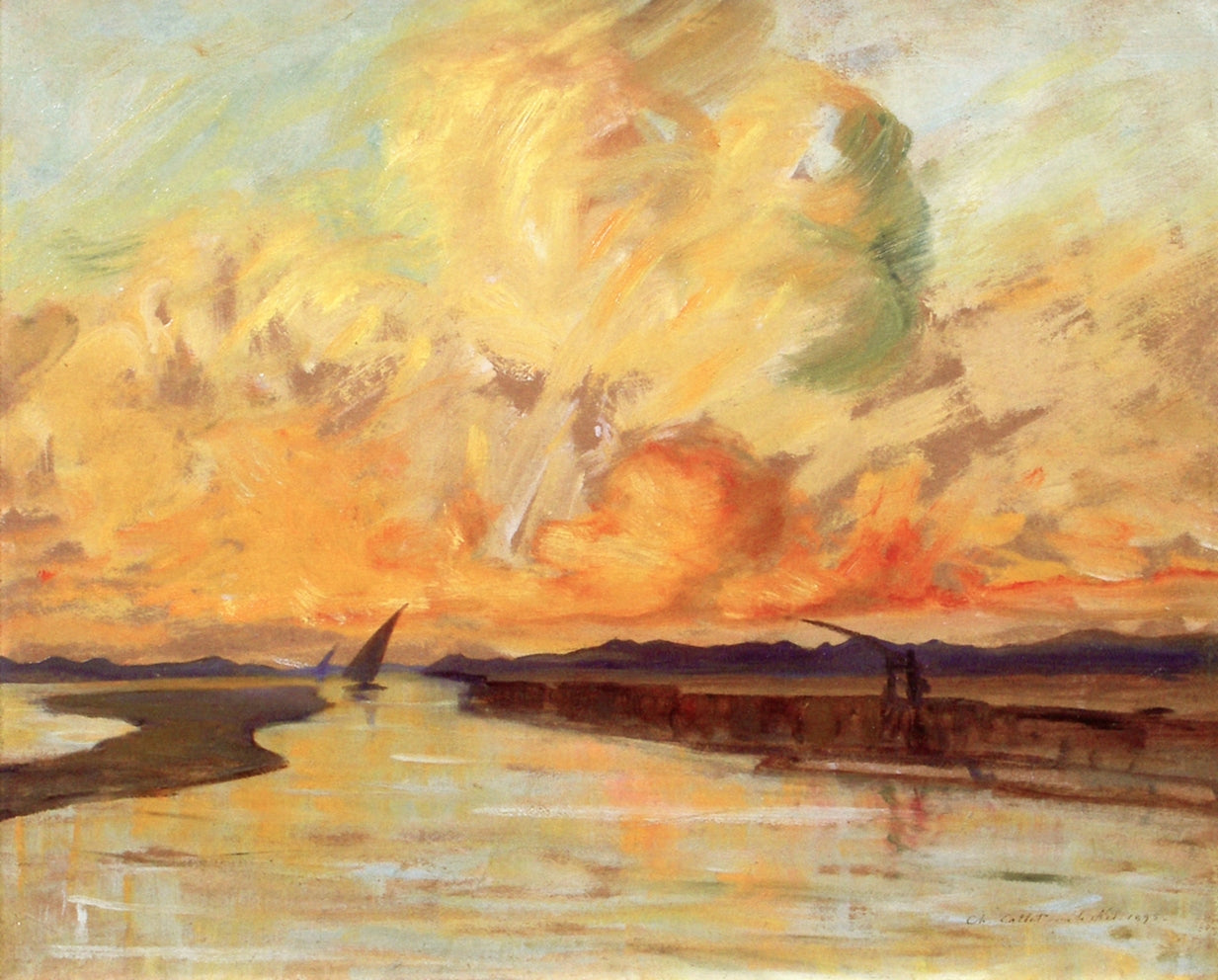 Evening Rays over the Nile by Charles Cottet,A3(16x12")Poster