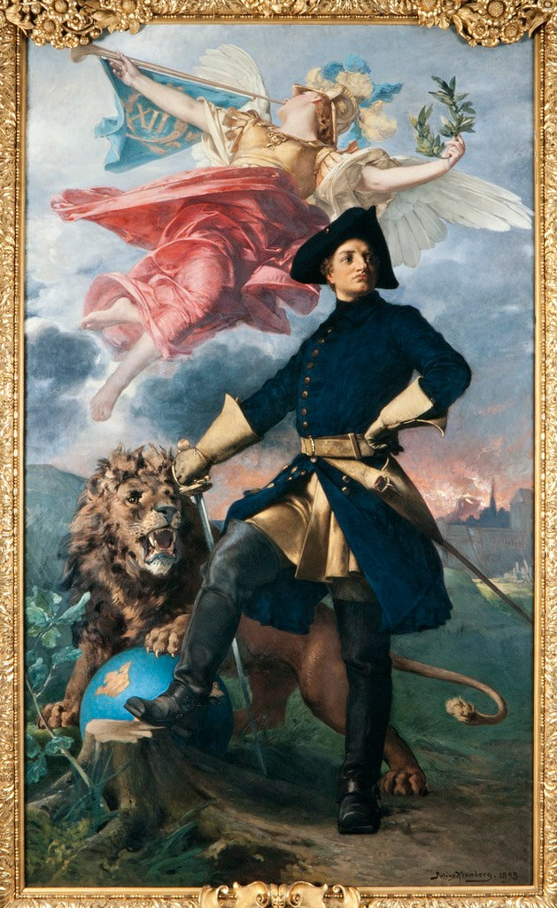 Karl XII of Sweden, vintage artwork by Julius Johann Ferdinand Kronberg, 12x8" (A4) Poster