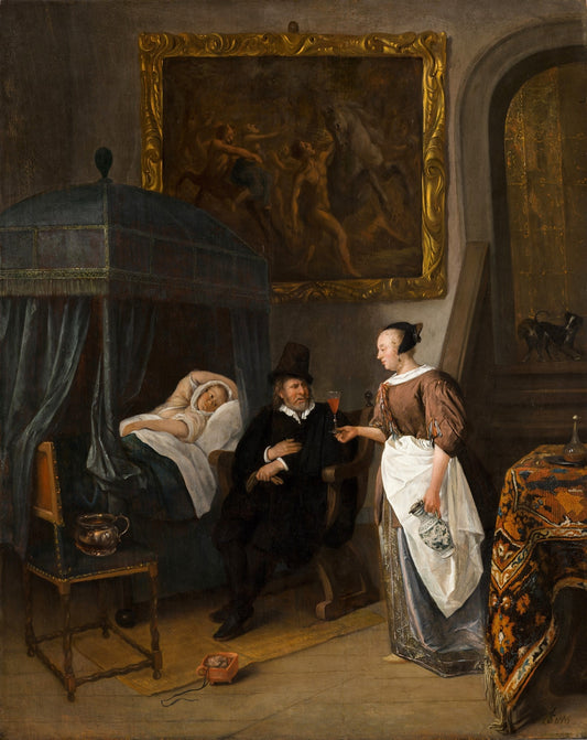 The Doctor’s Visit, vintage artwork by Jan Havicksz. Steen, 12x8" (A4) Poster