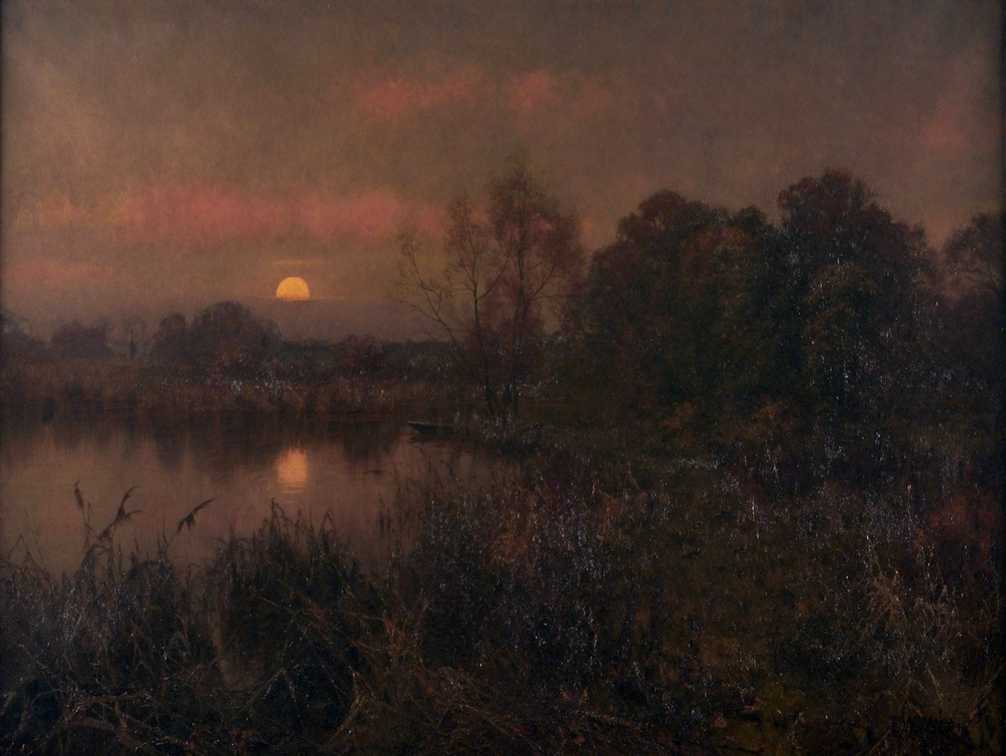 An Autumn Moonrise, vintage artwork by Edward Wilkins Waite, 12x8" (A4) Poster