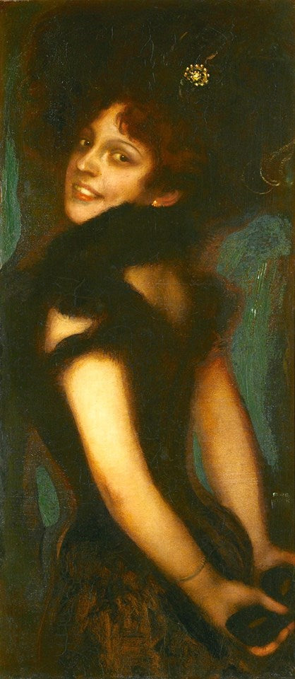 Domino, vintage artwork by Franz von Stuck, 12x8" (A4) Poster